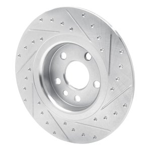 Jaguar E-Pace Brake Rotor (1) - Rear Left - R1 Concepts - Drilled & Slotted - Silver - `15-`20